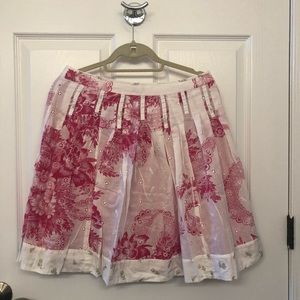 Anthropologie odille White and Pink cotton skirt